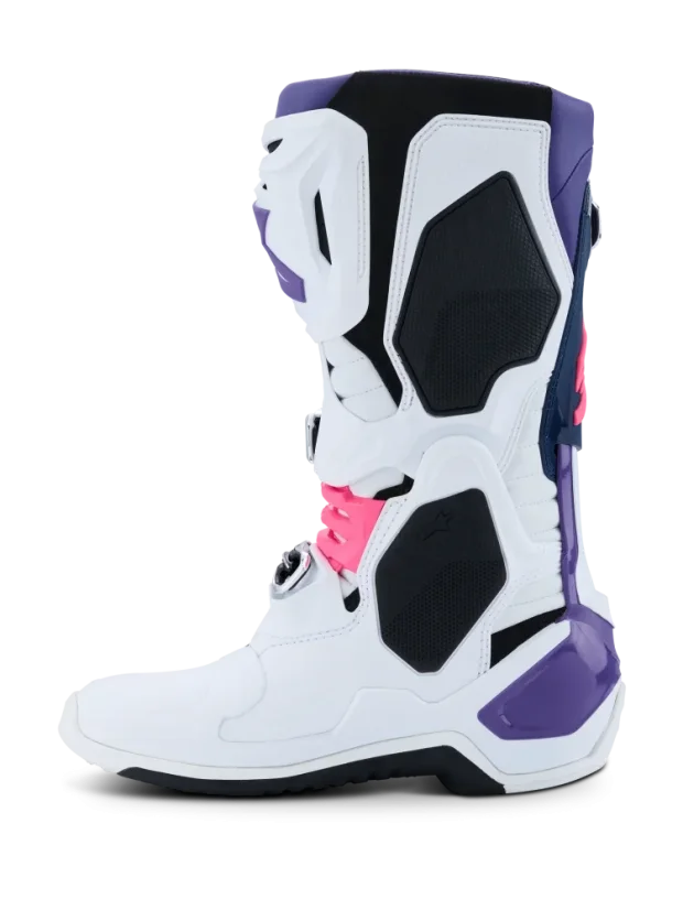 Buty enduro ALPINESTARS  TECH 10 biały / fioletowy / granatowy / różowy fluo - Rozmiar buta: 42