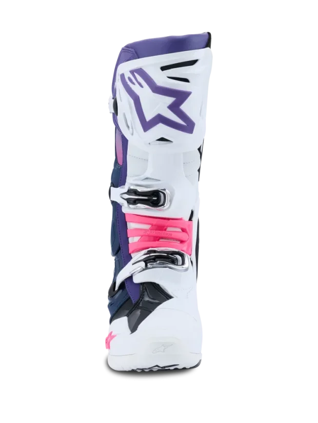 Buty enduro ALPINESTARS  TECH 10 biały / fioletowy / granatowy / różowy fluo - Rozmiar buta: 42