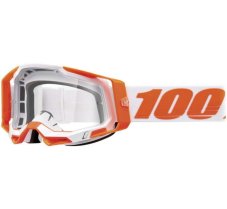 Motokrosové okuliare 100% RACECRAFT 2 BIELA/ORANŽOVÁ