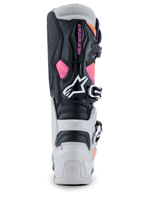 Motokrosové boty ALPINESTARS TECH 7 Černá/Světle šedá/Oranžová fluo/Magenta - Velikost obuvi: 40,5