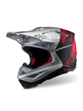 Kask Alpinestars Supertech S-M10 Srebrny/Czarny/Pomarańczowy fluo