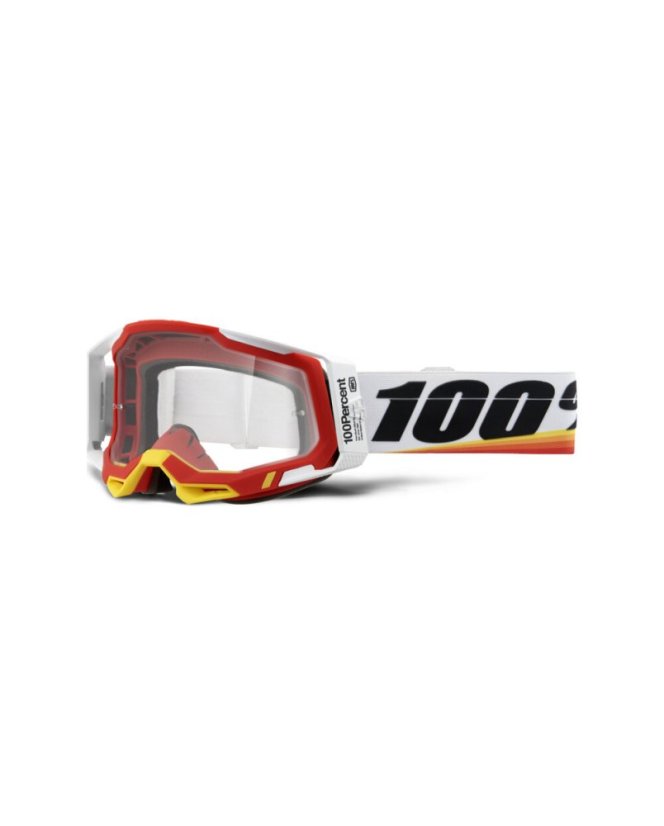 Motokrosové Brýle 100% RACECRAFT 2 BÍLÁ/ČERVENÁ/ČERNÁ/ŽLUTÁ