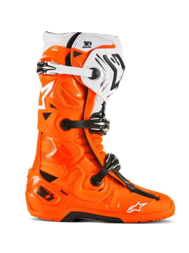 Buty enduro ALPINESTARS  TECH 10 ENDURO Pomarańczowy Fluo Czarny Biały - Rozmiar buta: 44,5