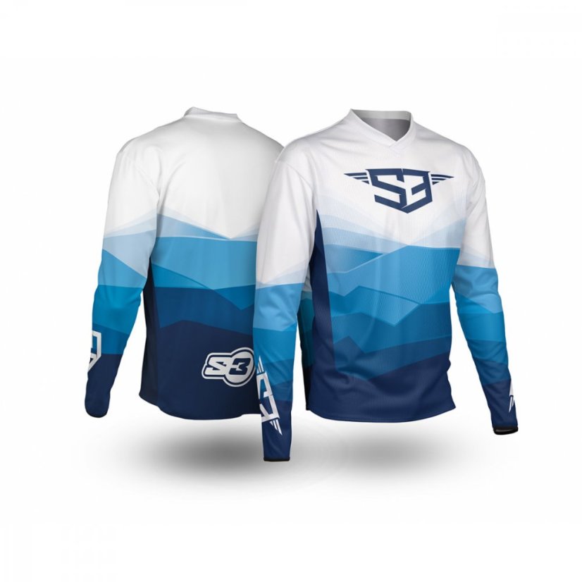 Enduro Dres S3 Parts Modrá-Biela - Velikost: 2XL
