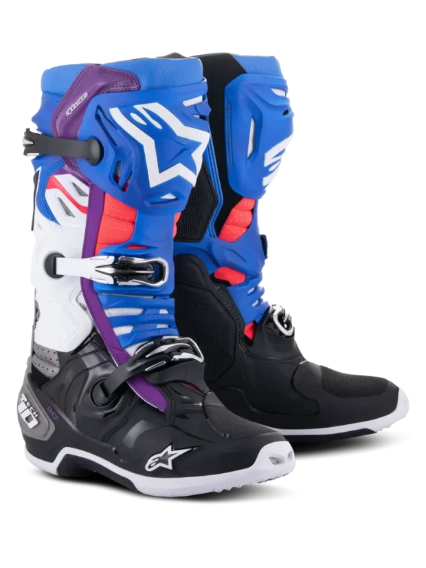 Buty enduro ALPINESTARS  TECH 10 SUPERVENTED Biały/Czarny/niebeski - Rozmiar buta: 44,5