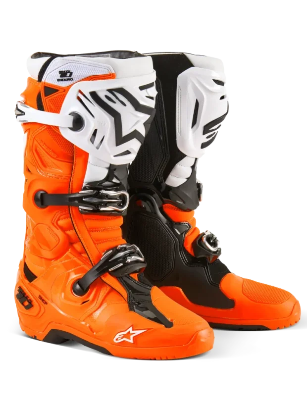 Buty enduro ALPINESTARS  TECH 10 ENDURO Pomarańczowy Fluo Czarny Biały - Rozmiar buta: 44,5