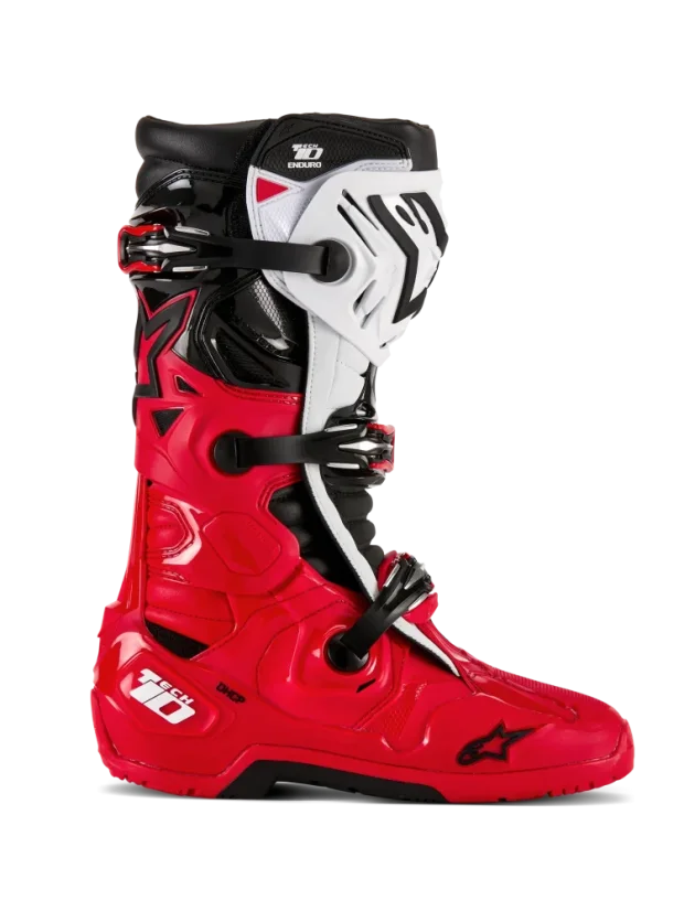 Buty enduro ALPINESTARS  TECH 10 ENDURO jasnoczerwona / czarna / biała - Rozmiar buta: 44,5