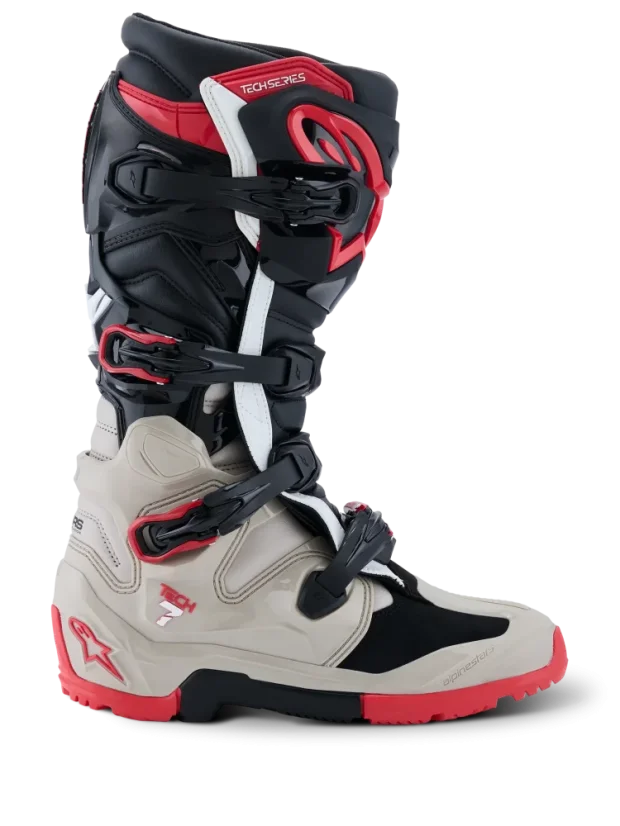 Buty enduro ALPINESTARS TECH 7 ENDURO Czarny/Jasnoszary/Jasnoczerwony - Rozmiar buta: 47