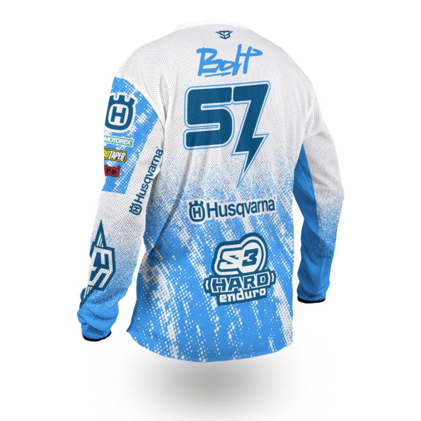 Enduro Dres S3 Parts Modrá-Biela Billy Bolt Replika - Velikost: M