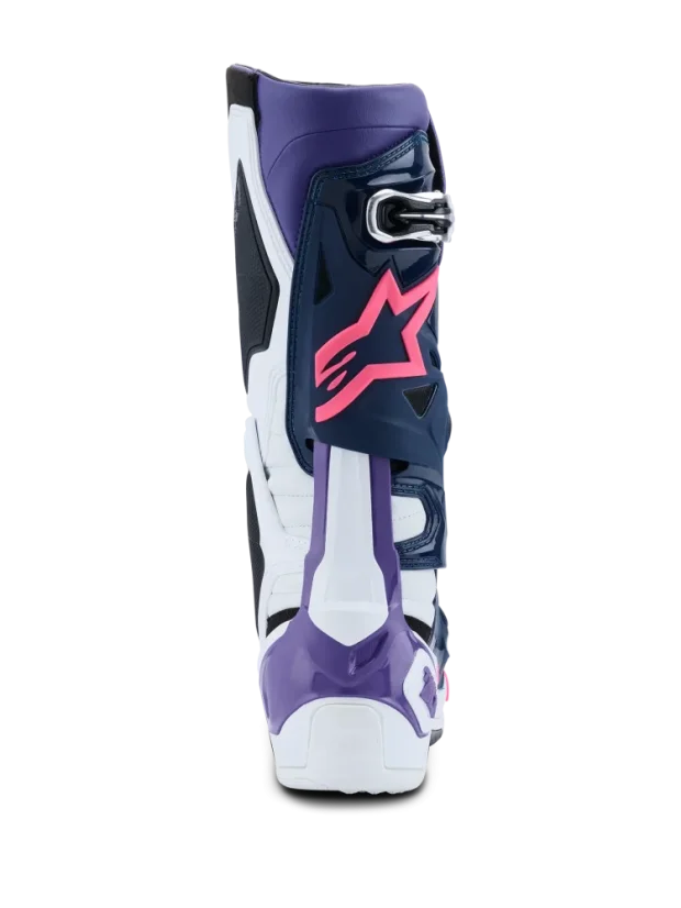 Buty enduro ALPINESTARS  TECH 10 biały / fioletowy / granatowy / różowy fluo - Rozmiar buta: 42