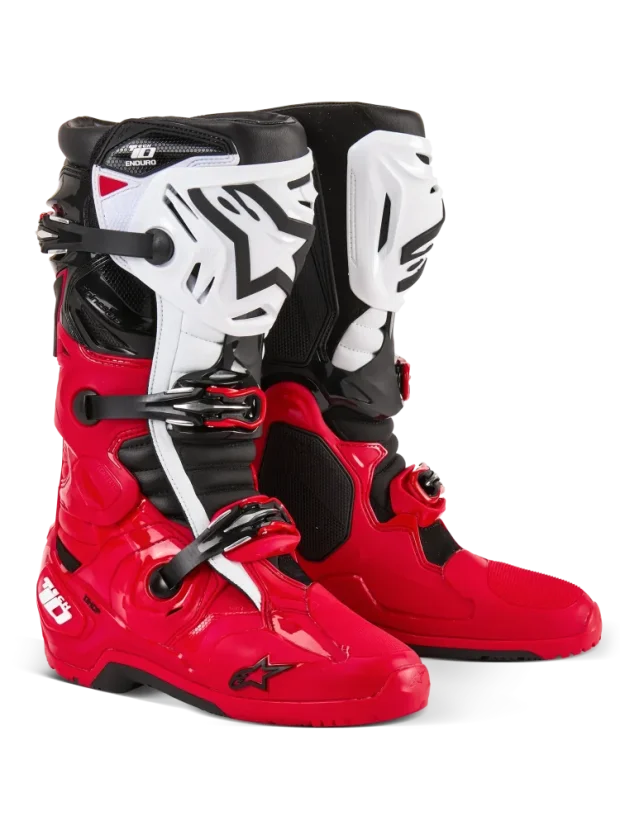 Buty enduro ALPINESTARS  TECH 10 ENDURO jasnoczerwona / czarna / biała - Rozmiar buta: 44,5