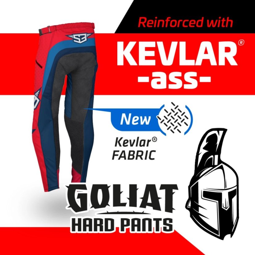 Endurové Kalhoty GOLIAT KEVLAR S3 Parts Červené-Modrá - Velikost Kalhot: 38