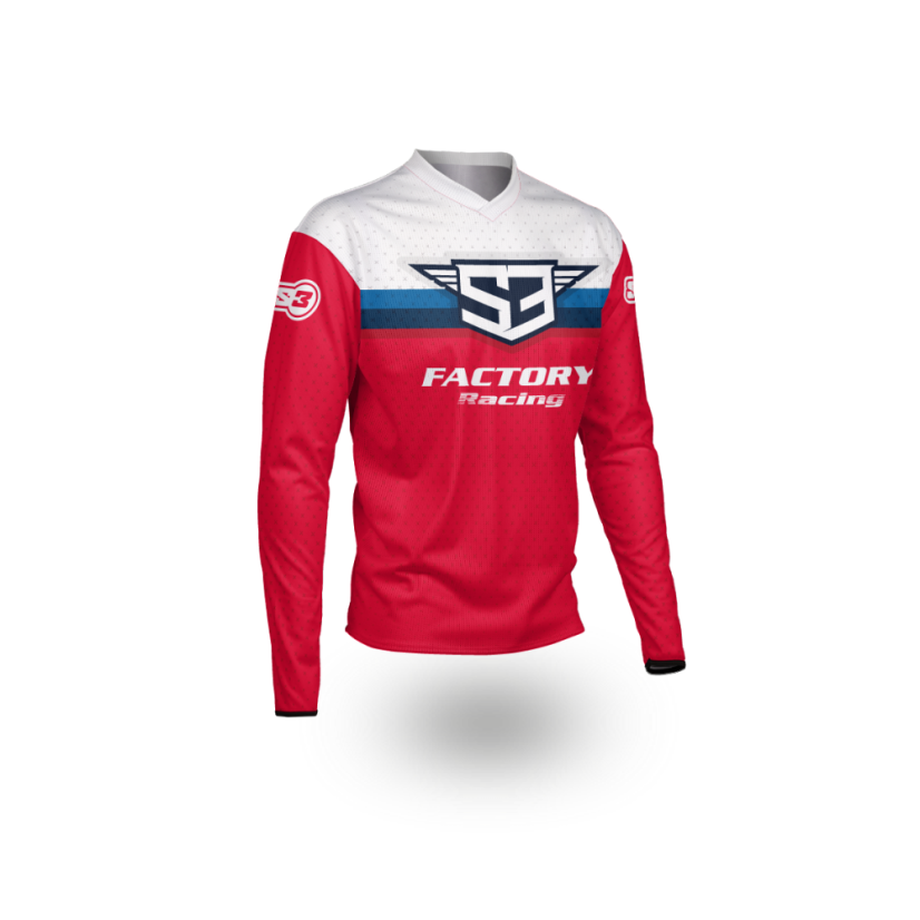 Enduro koszulka s3 parts Czerwono-niebieski - Rozmiar: XL